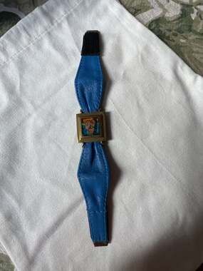 Cristalida Fused Art Glass Bracelet Turquoise Leather Blue Wrap Snap Cuff
